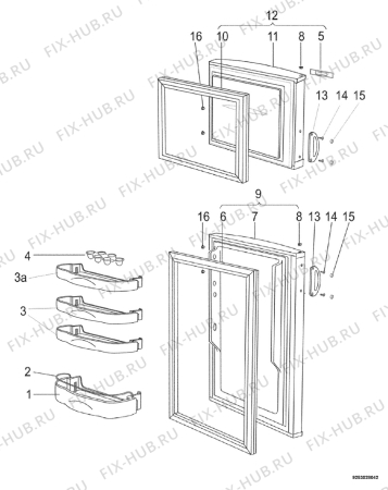 Взрыв-схема холодильника Electrolux ERD26098X - Схема узла Door 003